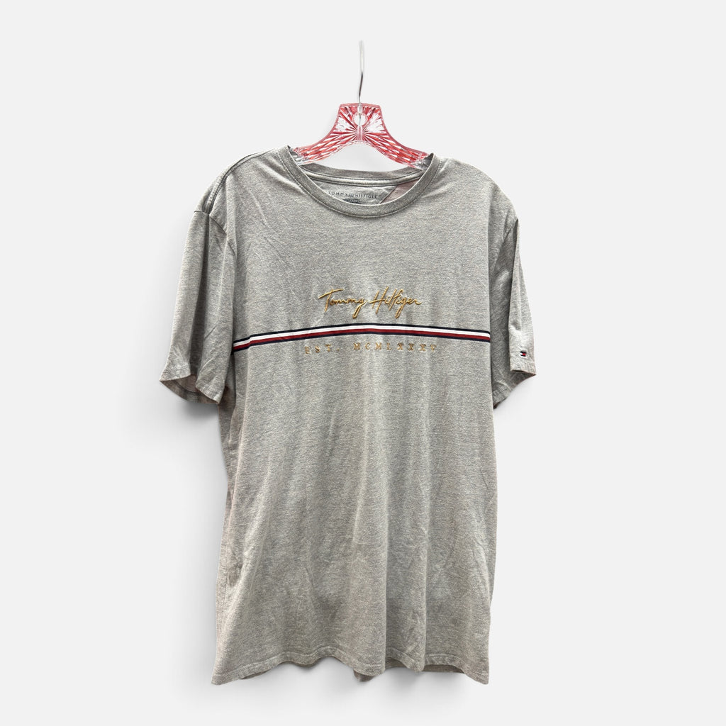 Tommy Hilfiger Embroidered Logo Graphic T-Shirt Gray, Size: L