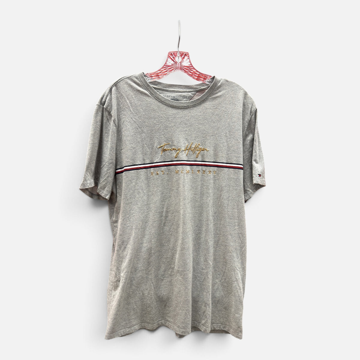 Tommy Hilfiger Embroidered Logo Graphic T-Shirt Gray, Size: L