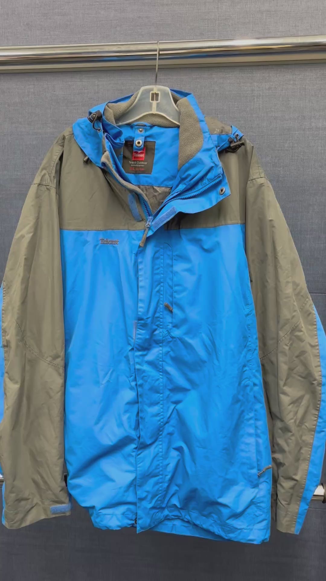 Telent Outdoor Two-tone Blue & Gray Rain Jacket Size: 3XL