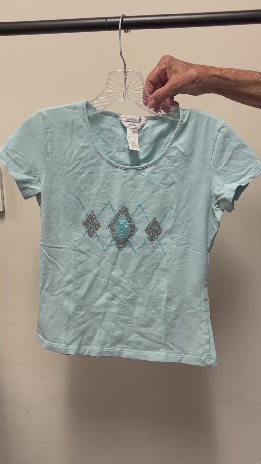 Petite Sophisticate Women's Stretch Graphic Tee Light Blue Size: P