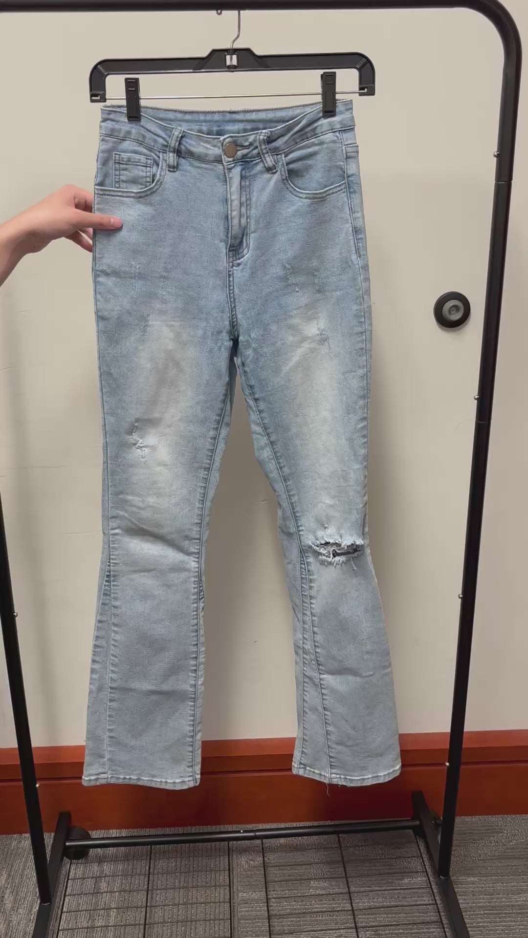 Light-wash Distressed Denim Jeans Size: M