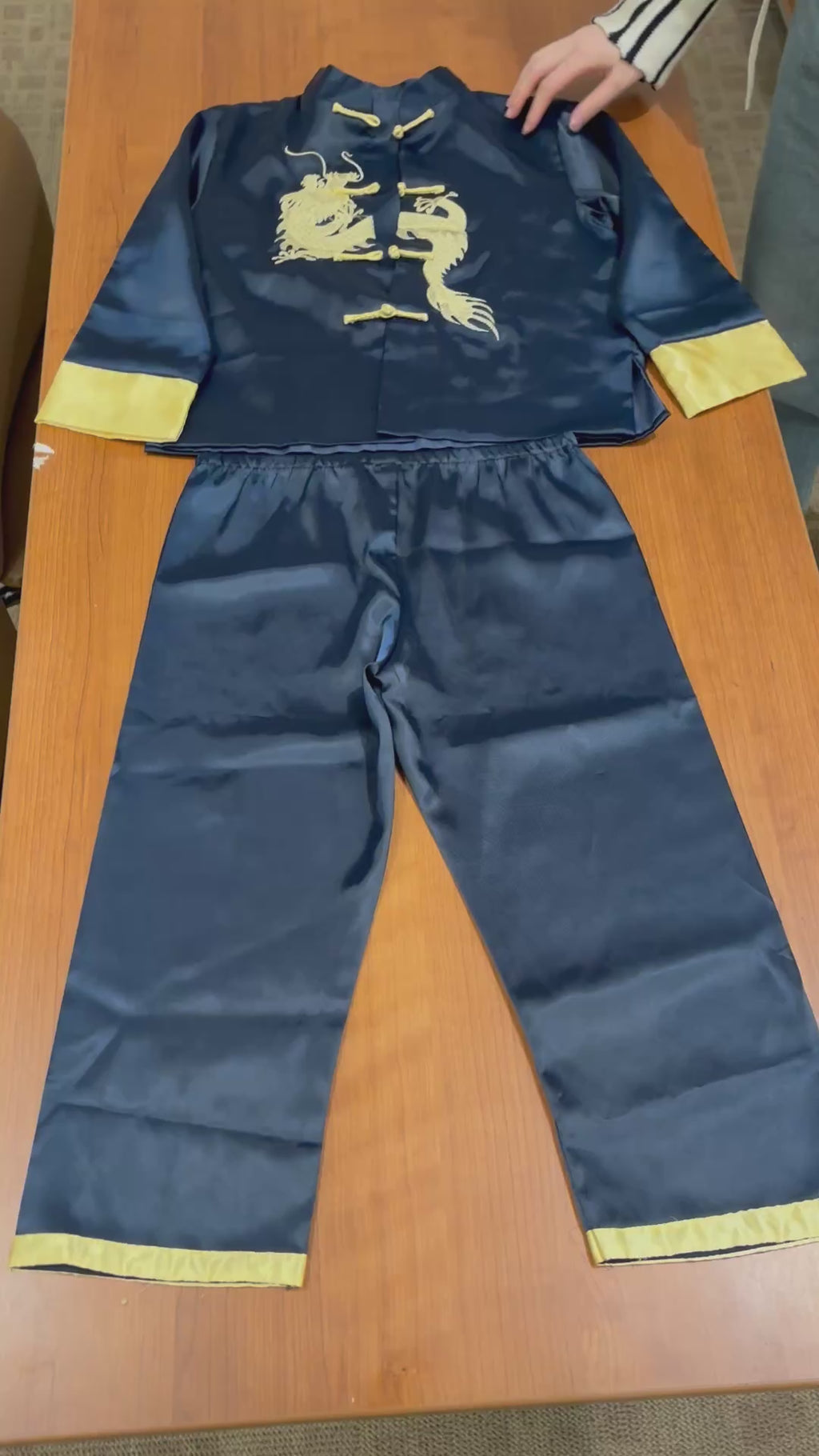 Toddler Boy Embroidered Silk Satin Kung Fu Outfit 2Pcs Set Size: 6T