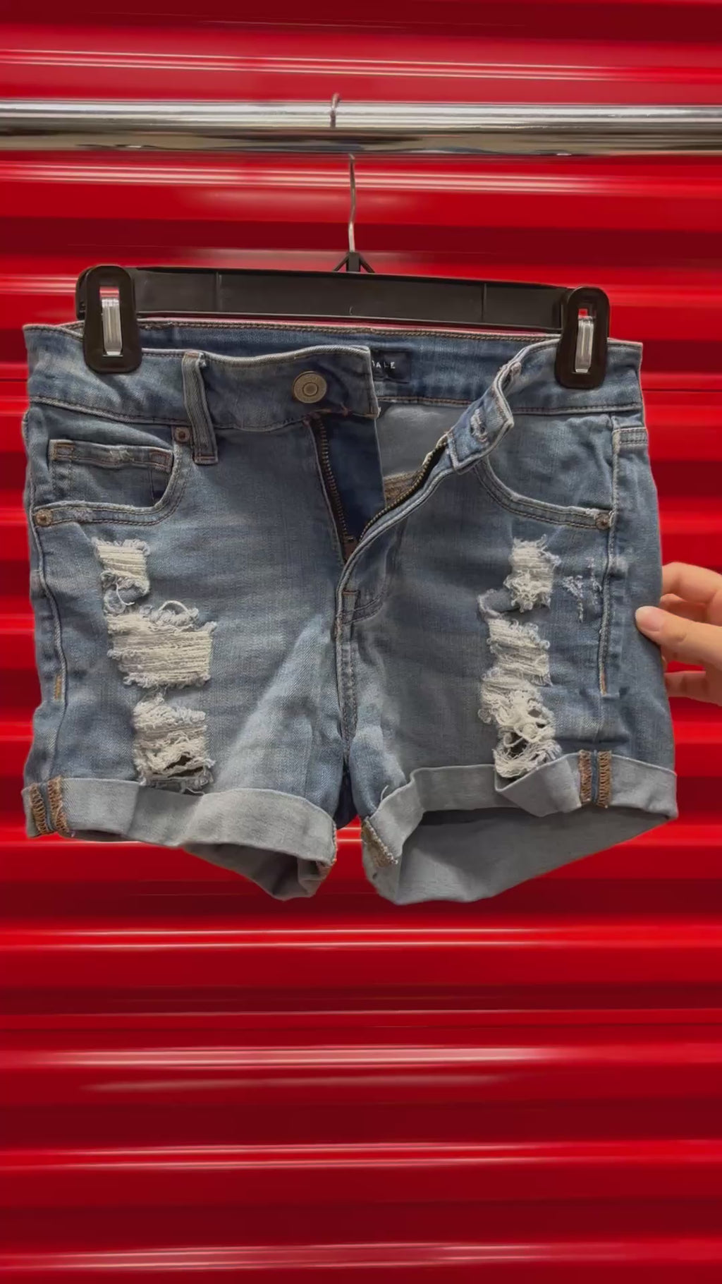Aéropostale Distressed  High-Rise Denim Midi Shorts Size: 0