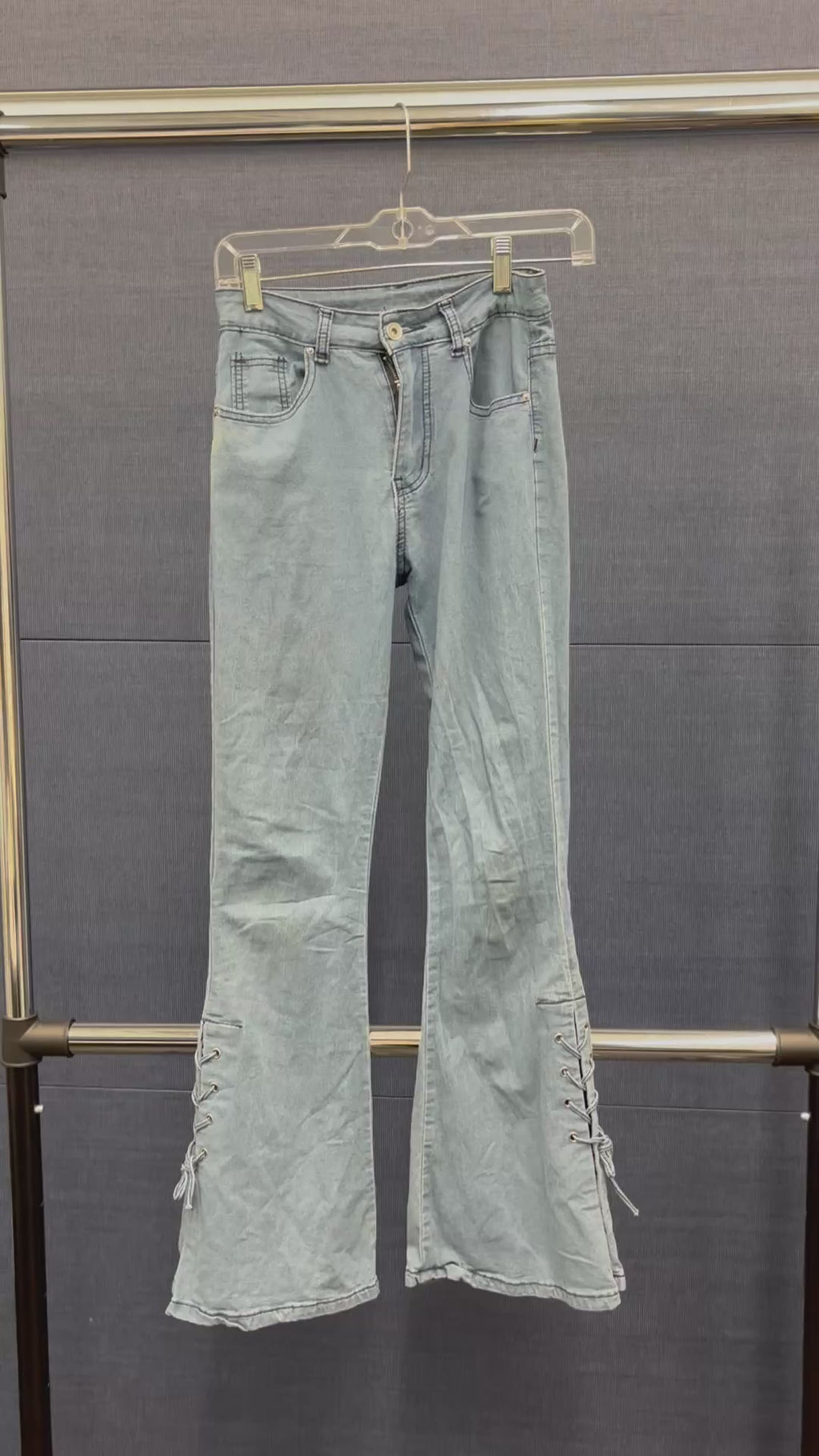 Women Lace Up Flare Jeans Size: S