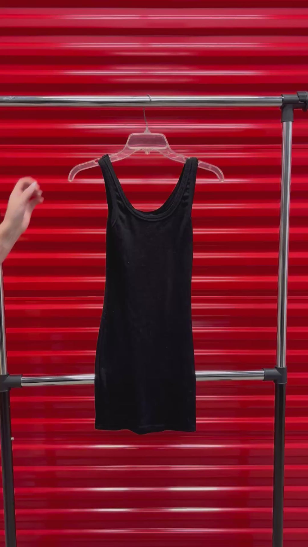 Black Ribbed Scoop Neck Sleeveless Mini Dress Size: S