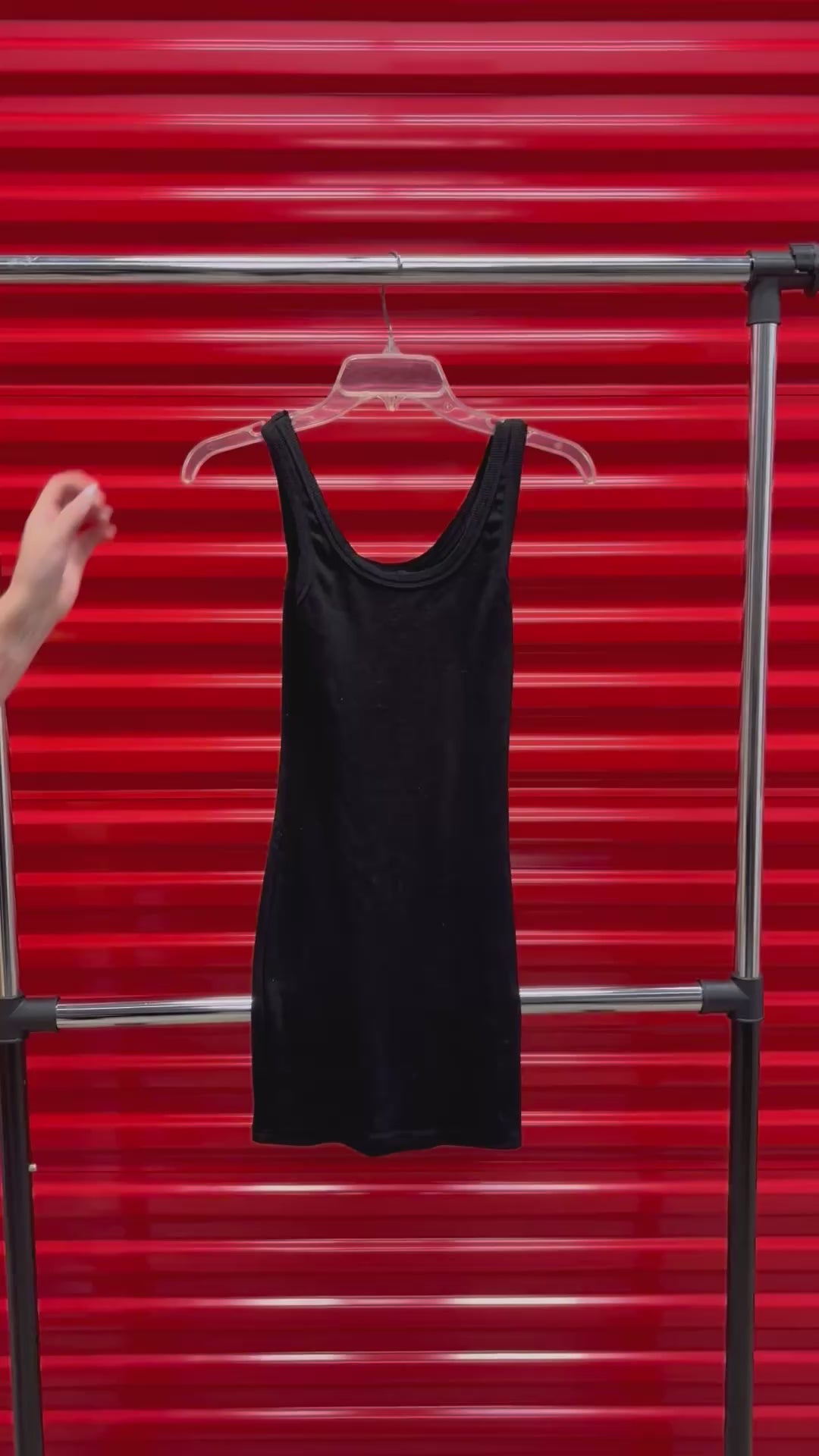 Black Ribbed Scoop Neck Sleeveless Mini Dress Size: S