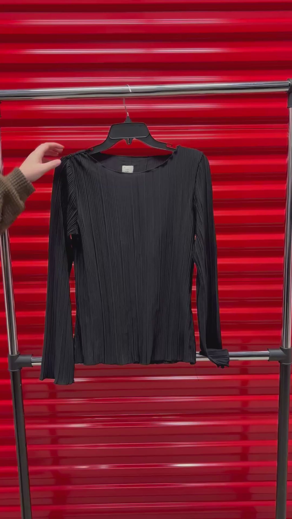 A New Day Plisse Top Black Women Size M