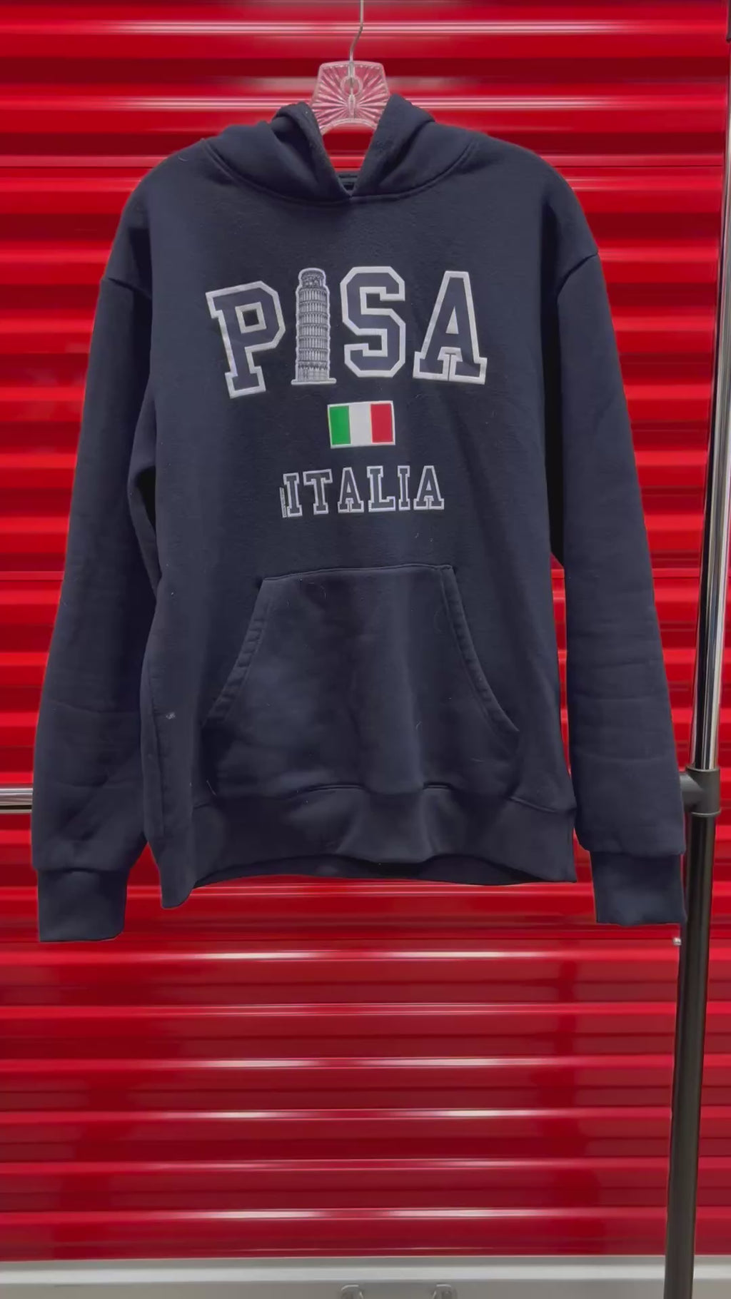 Navy Blue "PISA" Italy Pullover Hoodie Size: XL