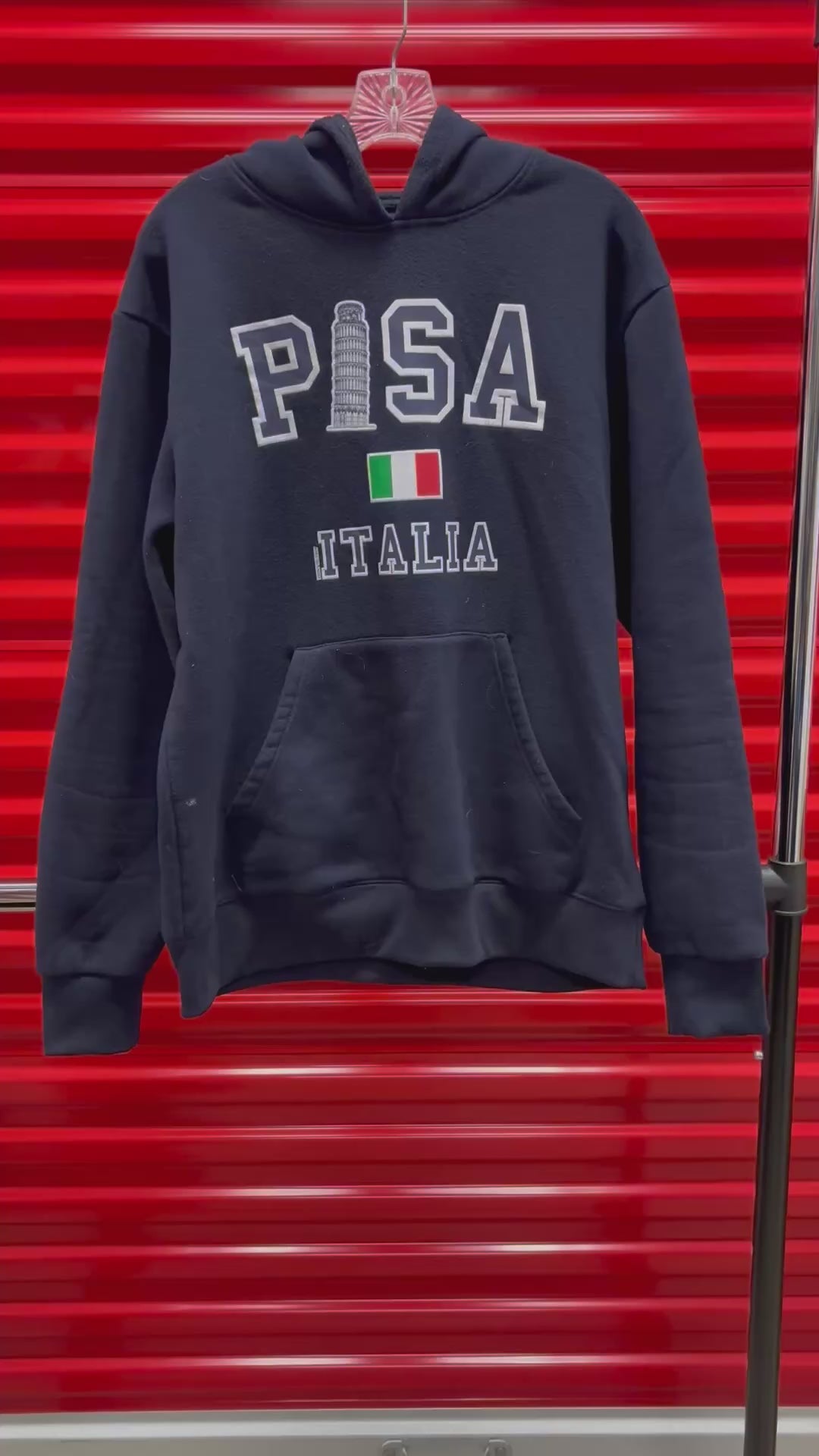 Navy Blue "PISA" Italy Pullover Hoodie Size: XL