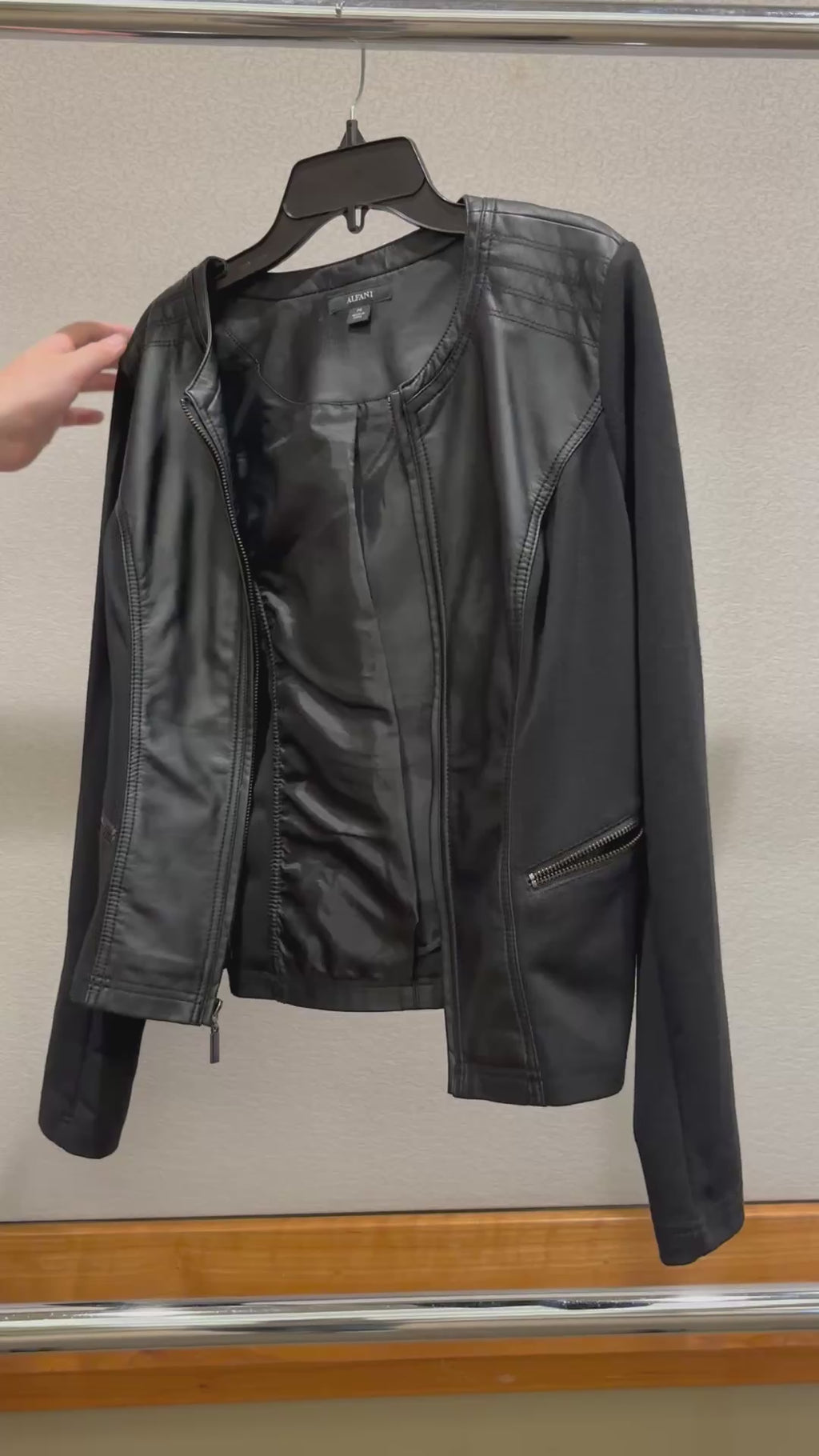 Black Alfani Faux Leather Motorcycle Jacket Size: PS Petite Small