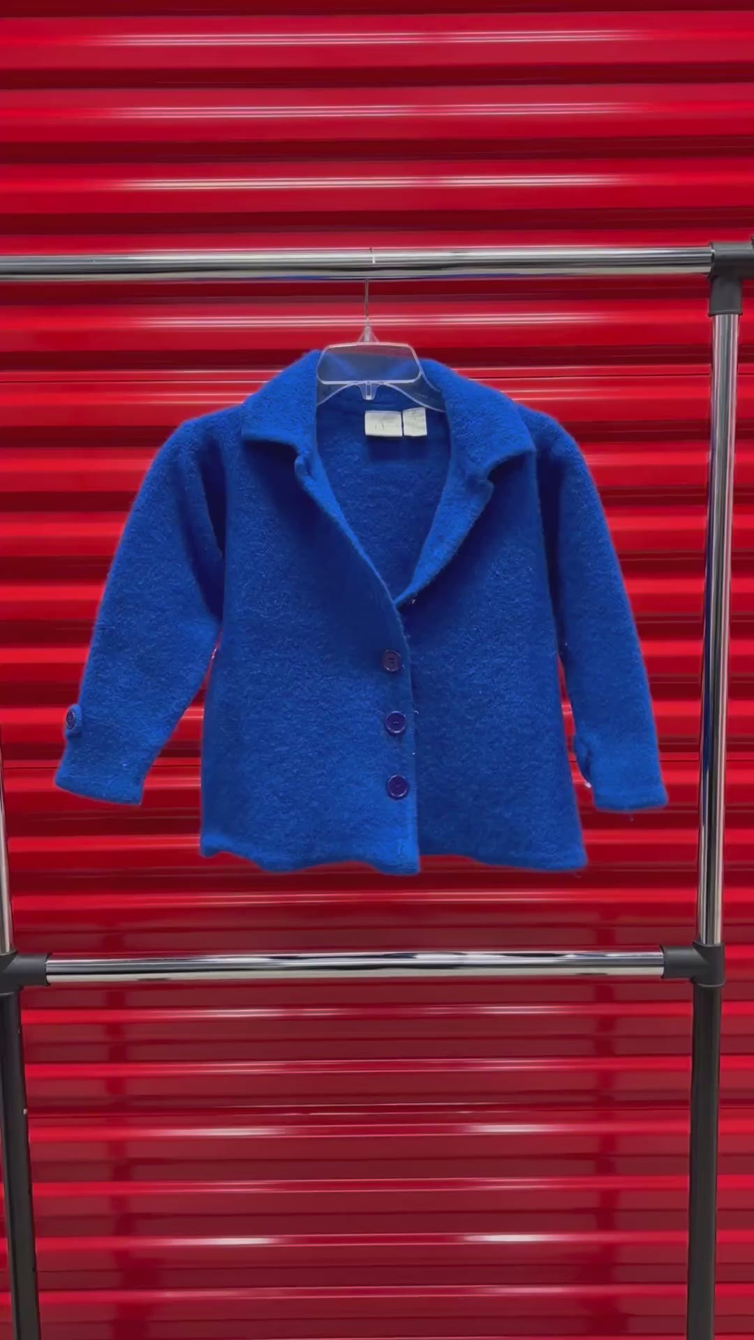 Blue 100% Wool Children's Coat by Villaoge Signature