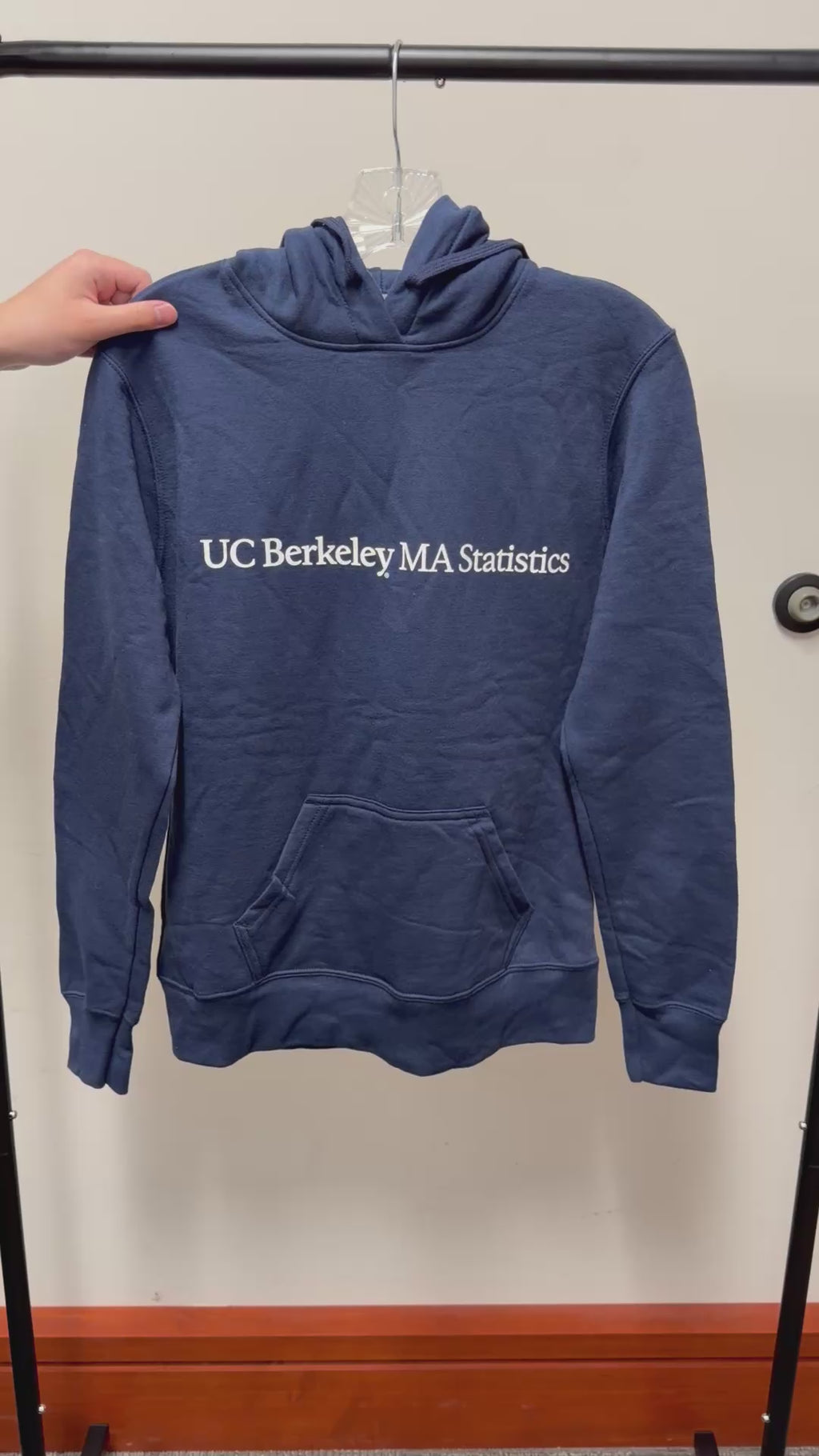 "UC Berkeley MA Statistics" Navy Blue Hoodie Size: S
