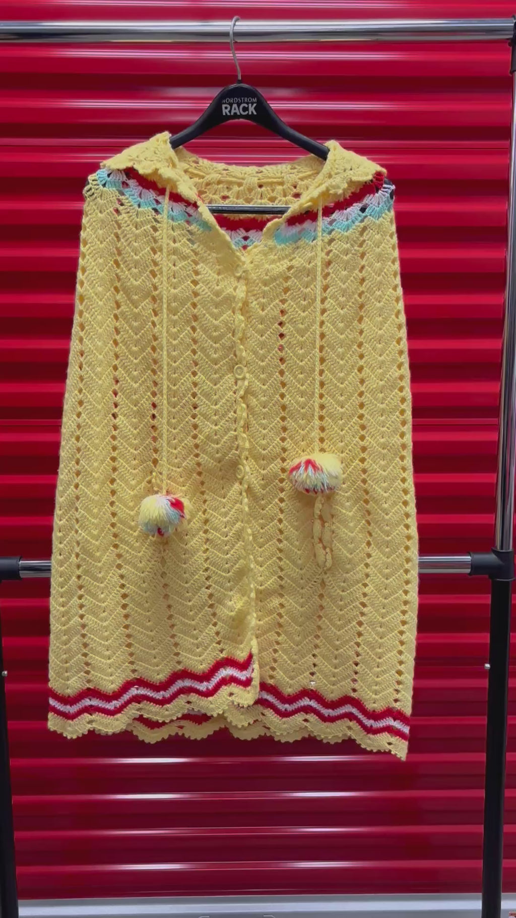 Handmade Crochet Boho Poncho Yellow One Size
