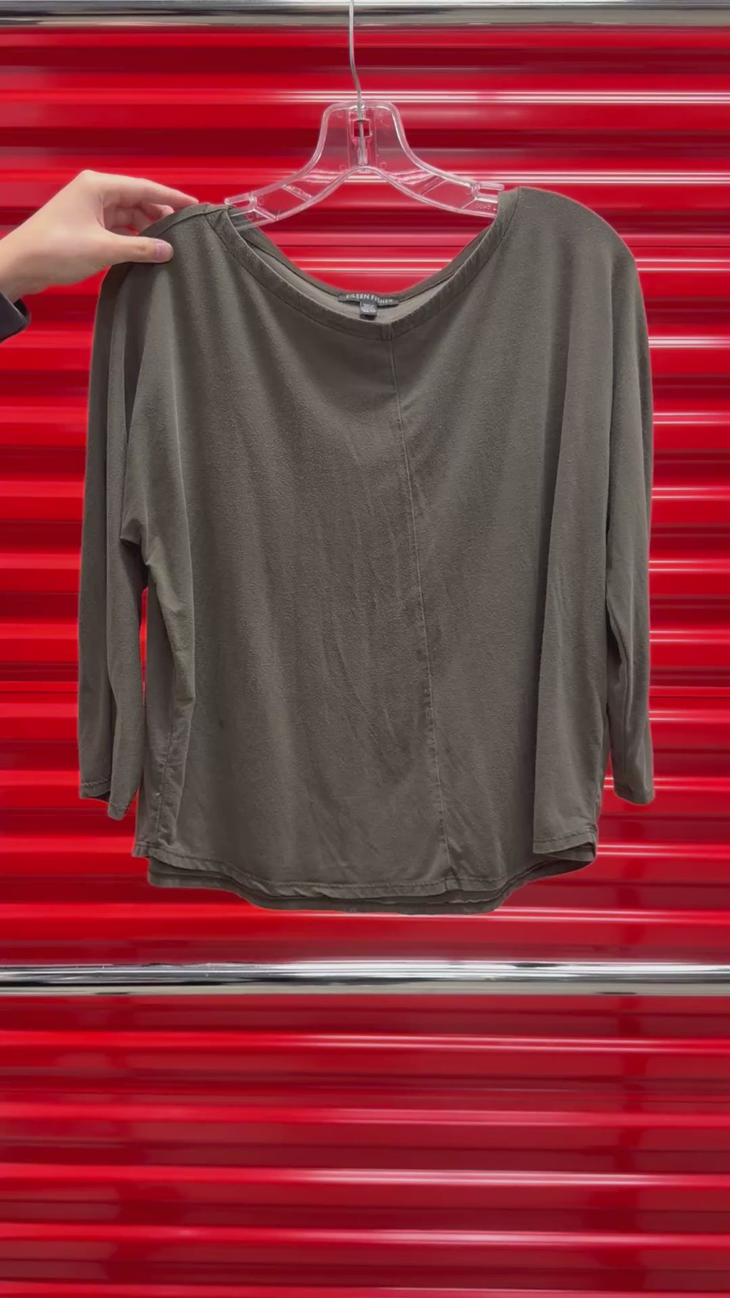 Eileen Fisher Olive Green Long Sleeve Tee Size: XS