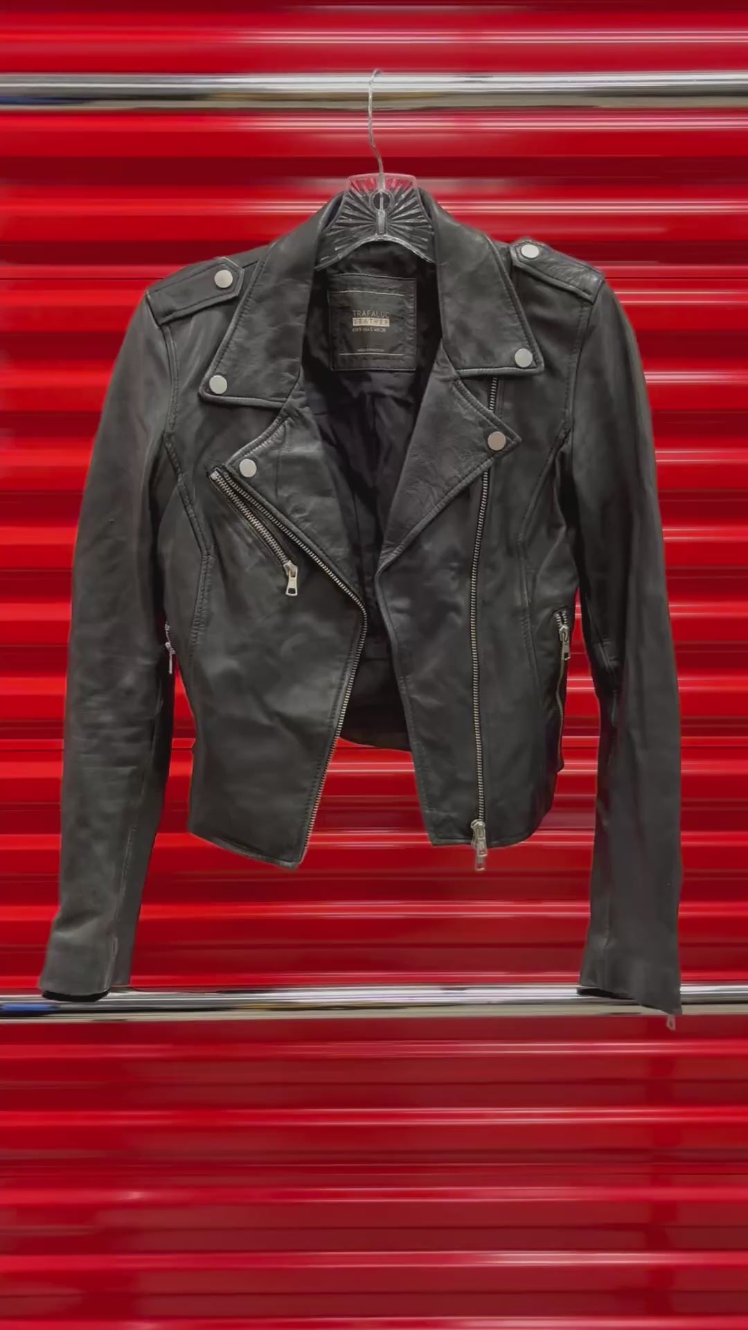 Zara Trafaluc Black Leather Moto Jacket Size: S