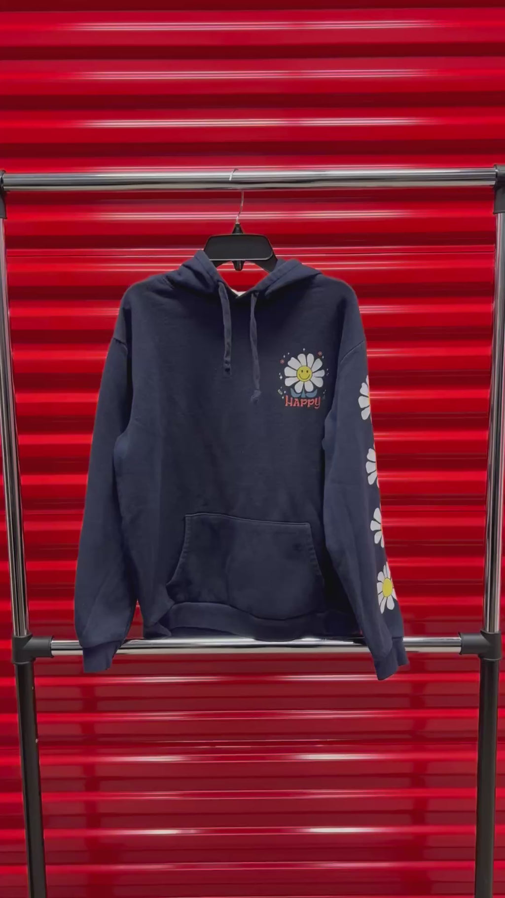 Navy Hoodie w/Floral Design Size: XS