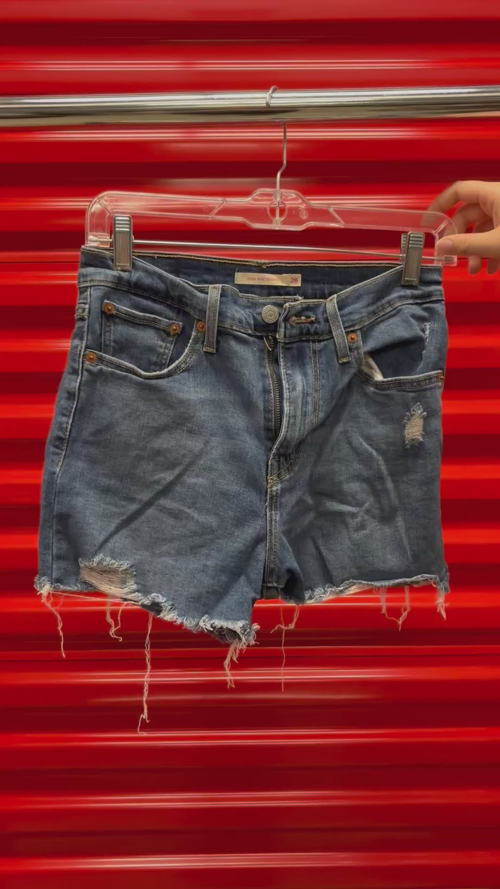 Levi's 501 Original Shorts High-rise Waist Distressed Dark Wash Size: 28