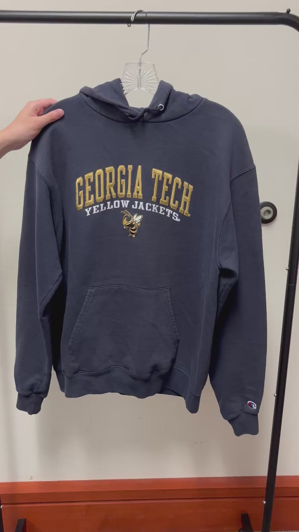 Champion Navy Blue Men's Georgia Tech Hoodie Size: M