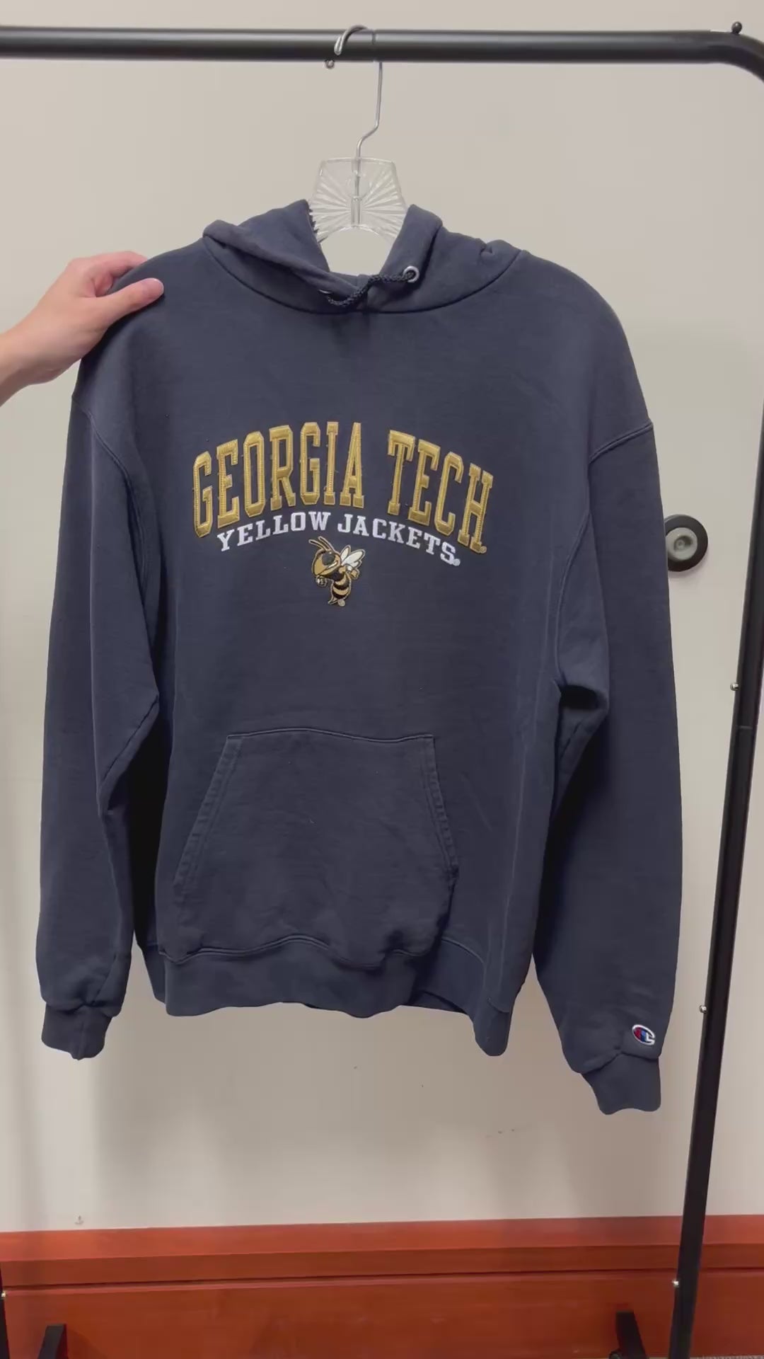 Champion Navy Blue Men's Georgia Tech Hoodie Size: M