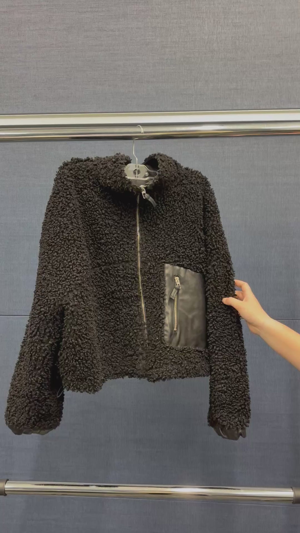 BlankNYC Faux Shearling Bomber Jacket Black Size: M