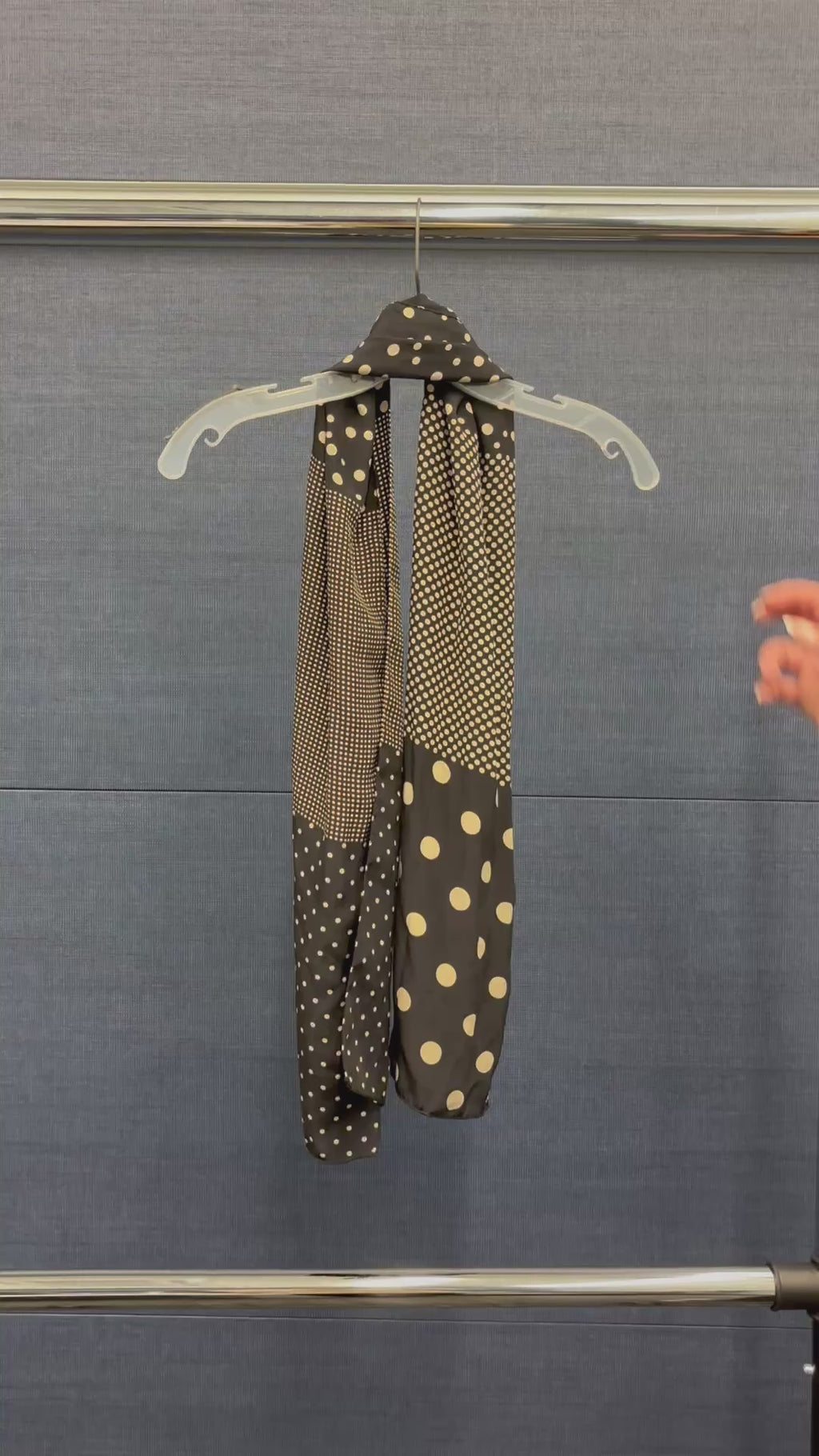 Talbots Black 100% Silk Scarf with Gold Polka Dots and Mesh Pattern