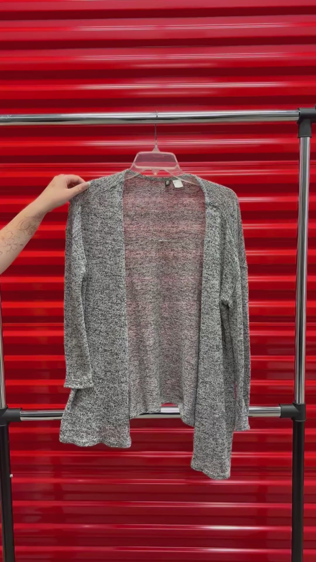 H&M Gray Marled Lightweight Open Front Cardigan Size: M