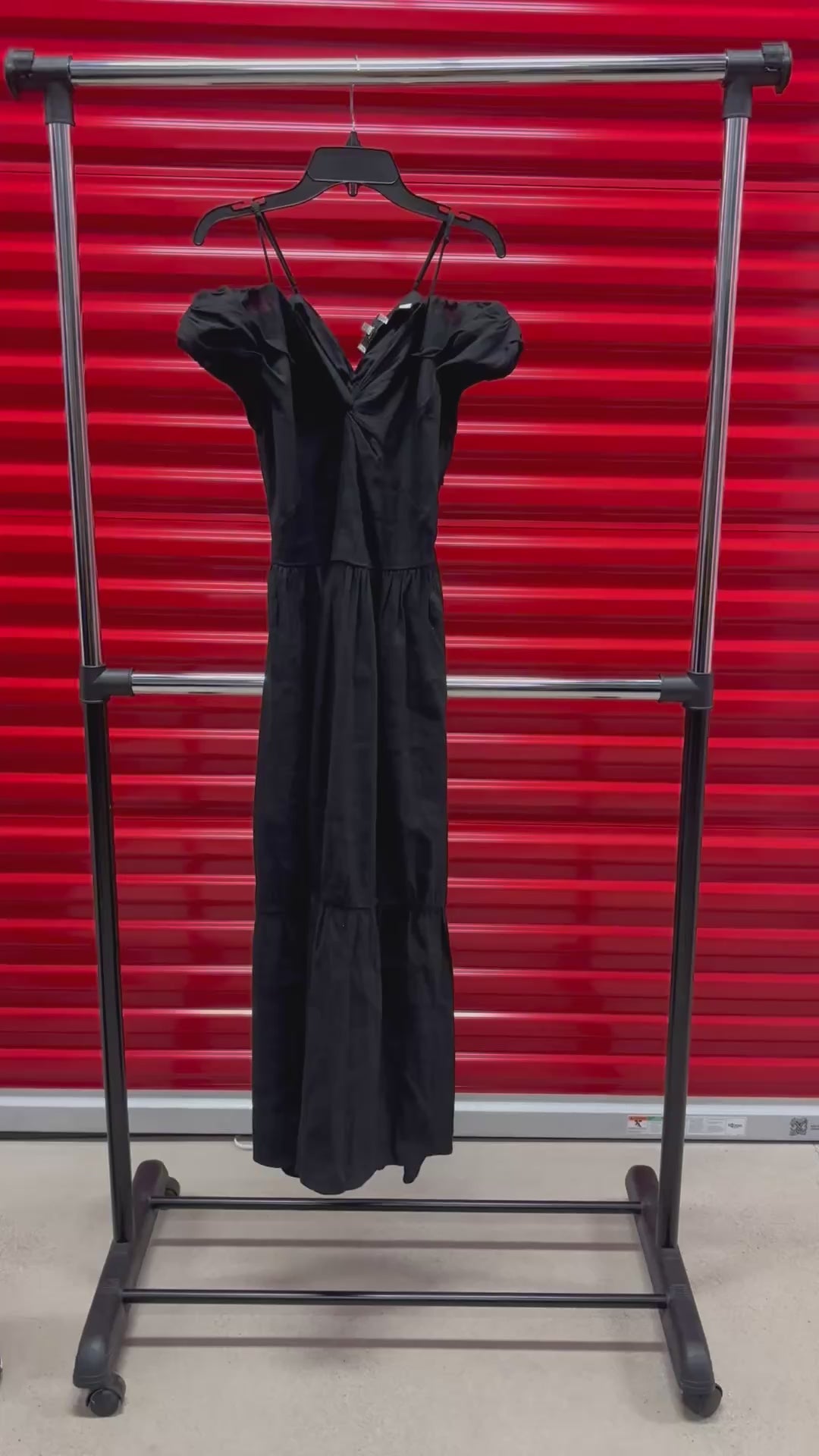 Vince Women's Black Twist Off the Shoulder Tiered Skirt Midi Dress Size 0