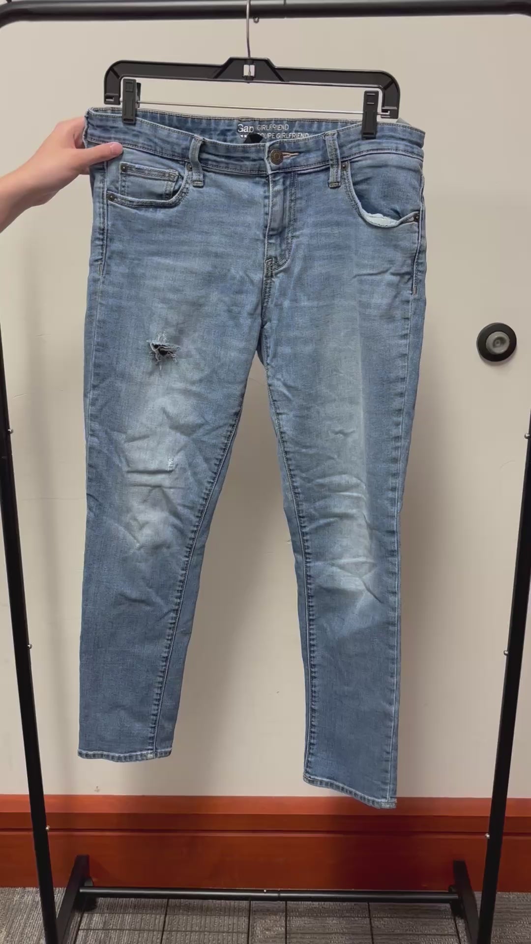 Gap "Girlfriend" Fit Distressed Light Wash Jeans Size: 8