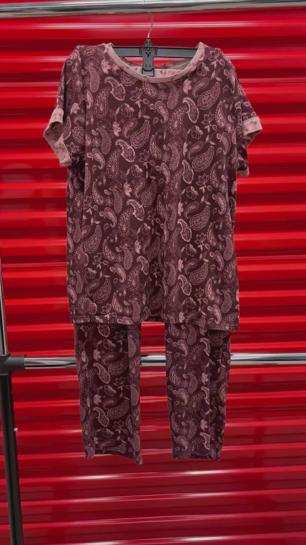 Lucky Brand Pajama Set Burgundy Size: S