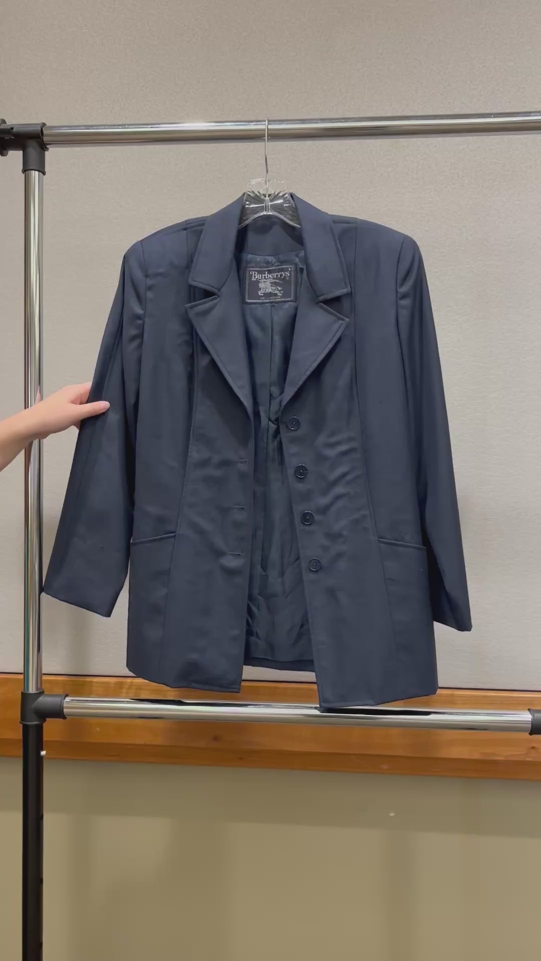 BURBERRYS Vintage Womens Blazer Navy Blue Size: 6P