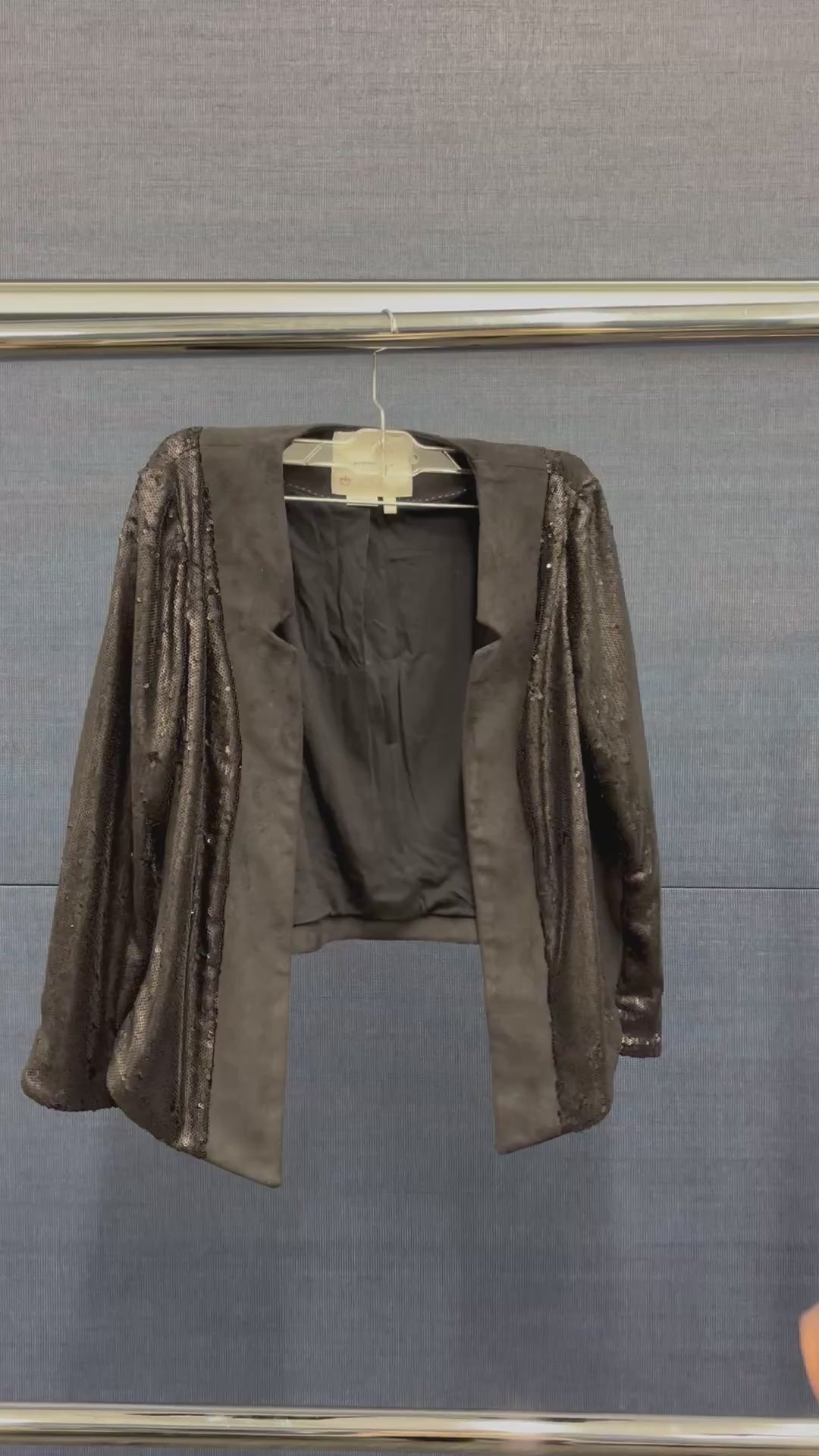 "Glam Sequin Open Blazer" from the Anthropologie Elevenses Size: XS Black